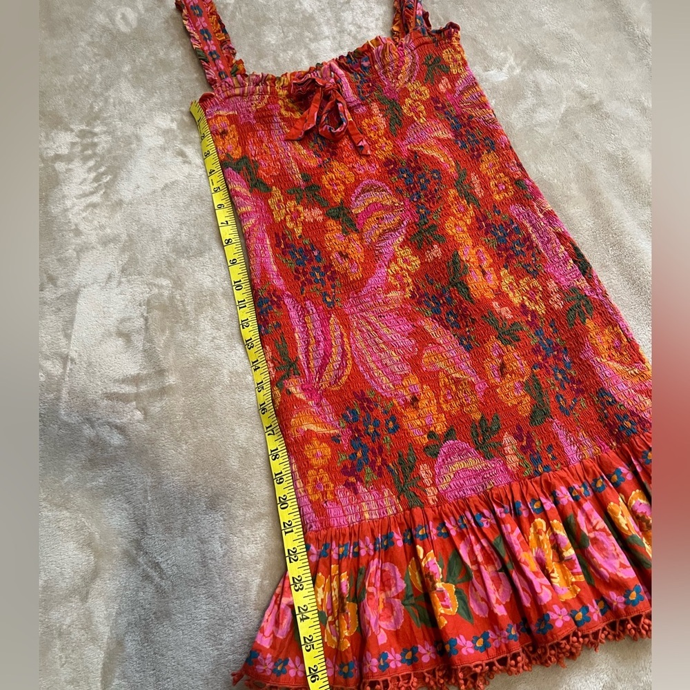 FARM RIO SPRING BANANAS SMOCKED MINI DRESS IN RED SIZE M - Picture 8 of 13